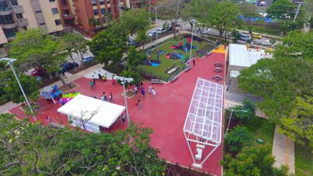 vista aérea de parque na cidade de Barranquilla, na Colômbia