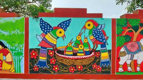 Pintura feita por pessoas do projeto MUKTA nas ruas da Índia