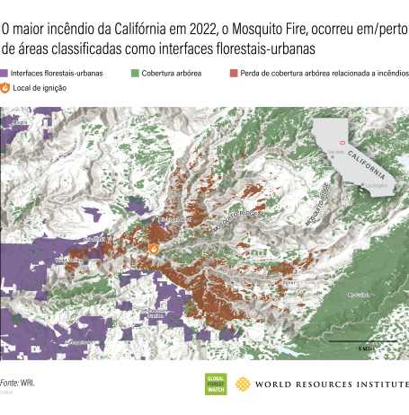 Mapa de incêndios na Califórnia, EUA, em 2022