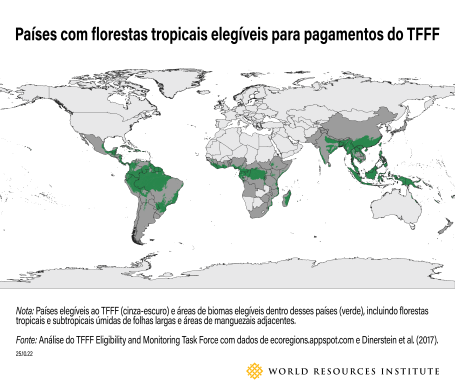 Mapa de países elegíveis para o TFFF