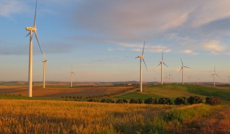Produção de energia eólica em Jerez de la Frontera, na Espanha