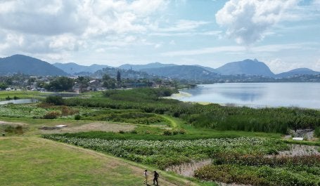 vista aérea de jardins filtrantes do Parque Orla Piratininga, em Niterói