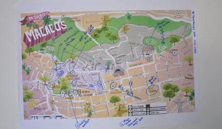 Mapa mostra indicações e sugestões da população sobre problemas pontuais no Morro (Foto: Elis Bartonelli/WRI Brasil)
