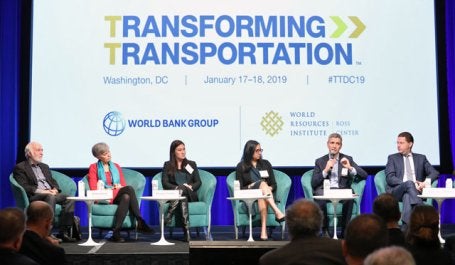 Painel durante o primeiro dia do Transforming Transportation 2019 