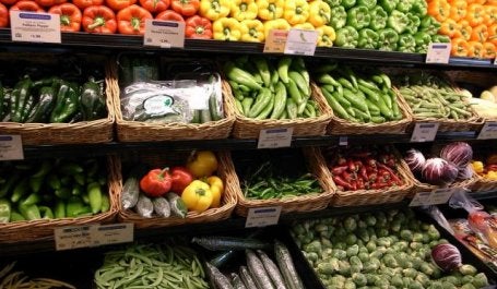 vegetais expostos em um mercado