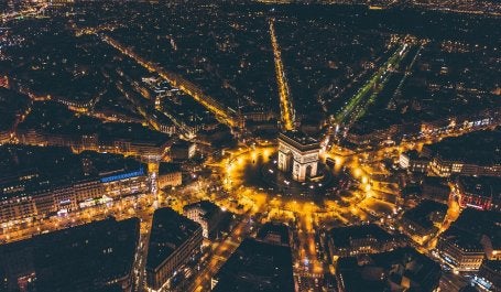 vista aérea de Paris à noite