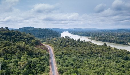 imagem aérea da BR-163 na Amazônia, Pará