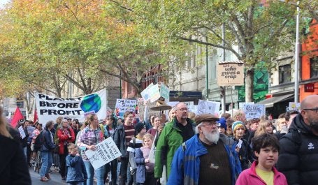 Manifestação pelo combate às mudanças climáticas em Melbourne