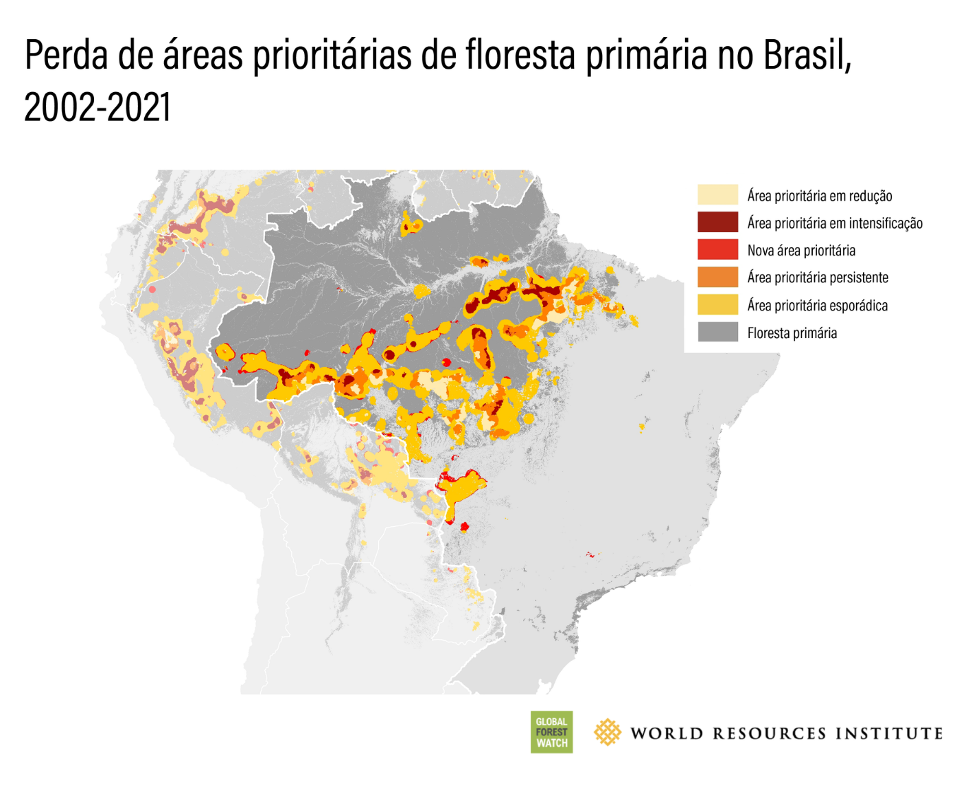 <p>Hotspots de perda florestal no Brasil</p>