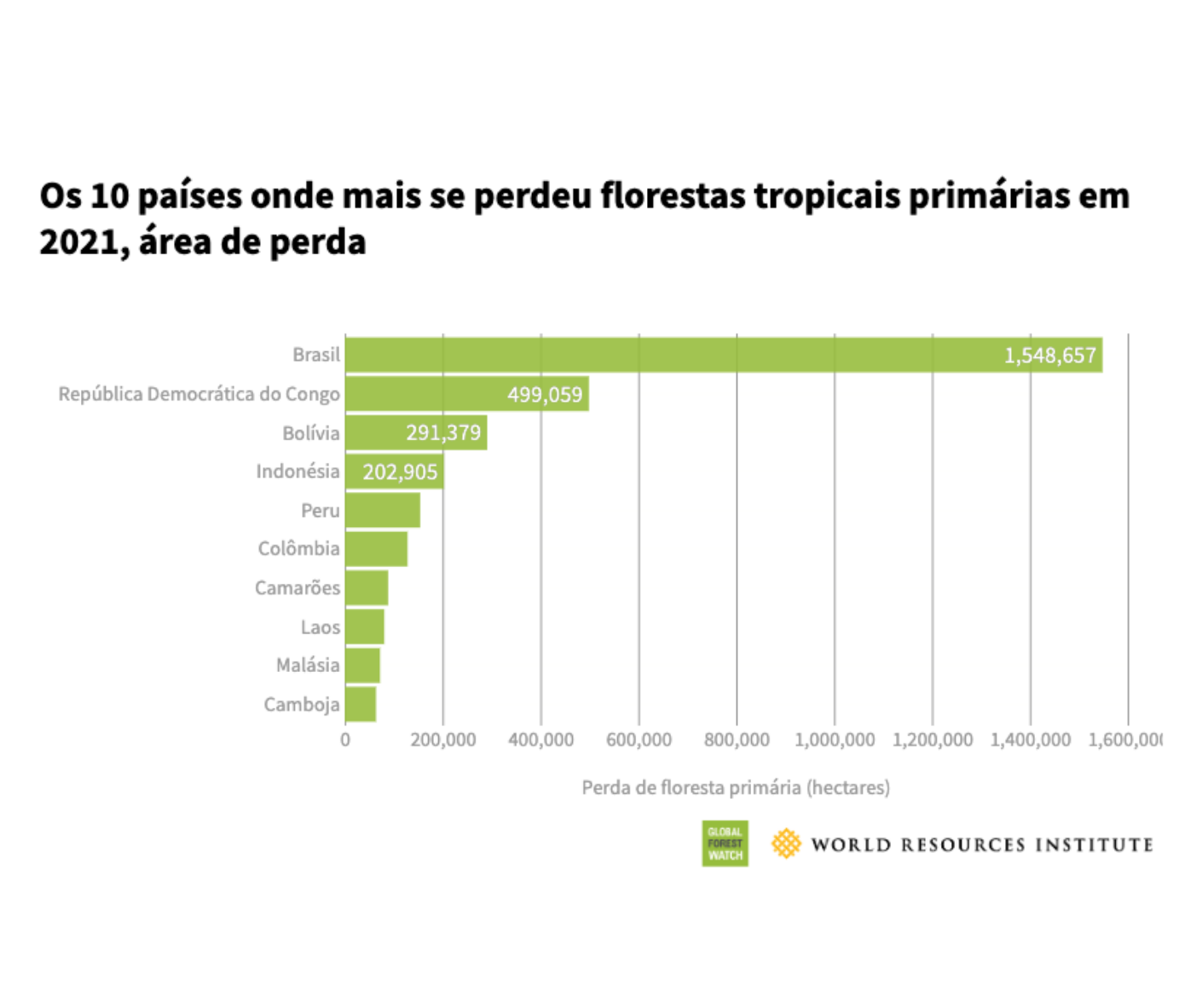 <p>Os 10 países que mais perderam florestas em 2021</p>